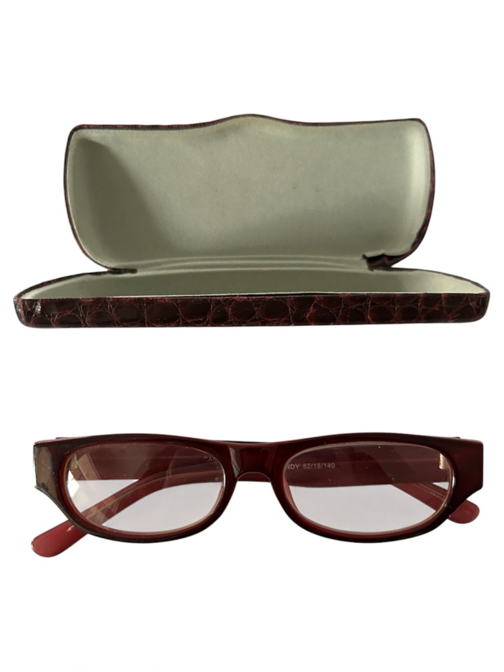 Burgundy 52/18/140 Rectangular Reading Glasses with Matching Case